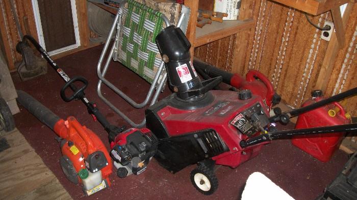 snow blower, weed wacker and blower