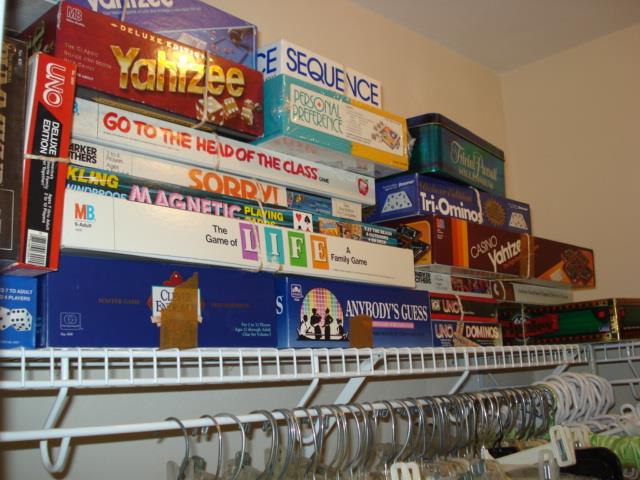 Large selection of board games, card games, some video