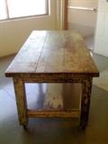 Farm Table with original worn apple green patina.
71.5"W x 35"D x 30"H