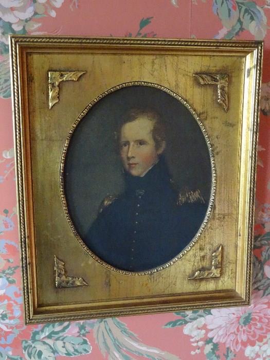 This is a reproduction oil on board of soldier. It is an enhanced print in nice frame