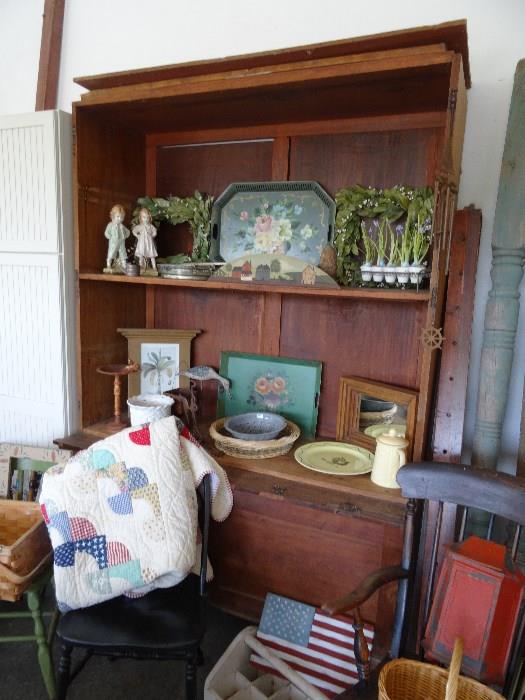 early cabinets with doors. Nice selection of garden and architectural items  