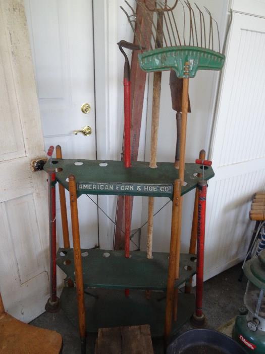 From the 1920's , General store garden tool display. 