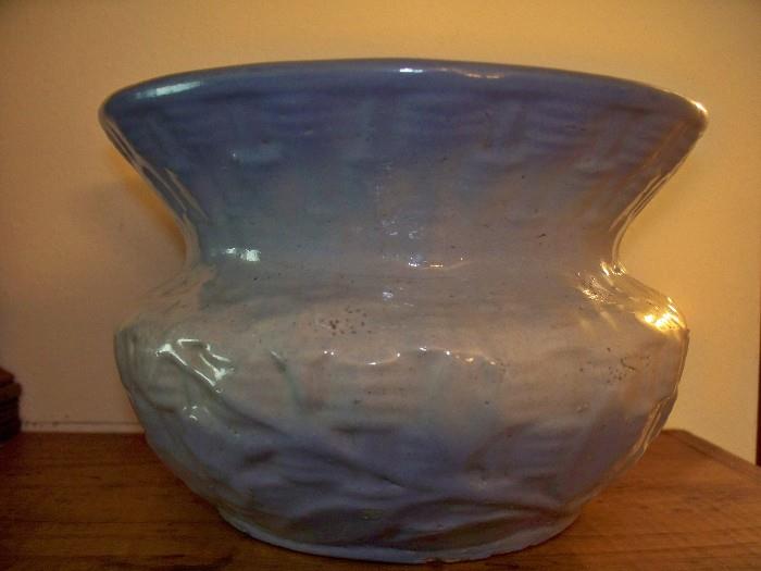 Blue and White Stoneware Spittoon 
