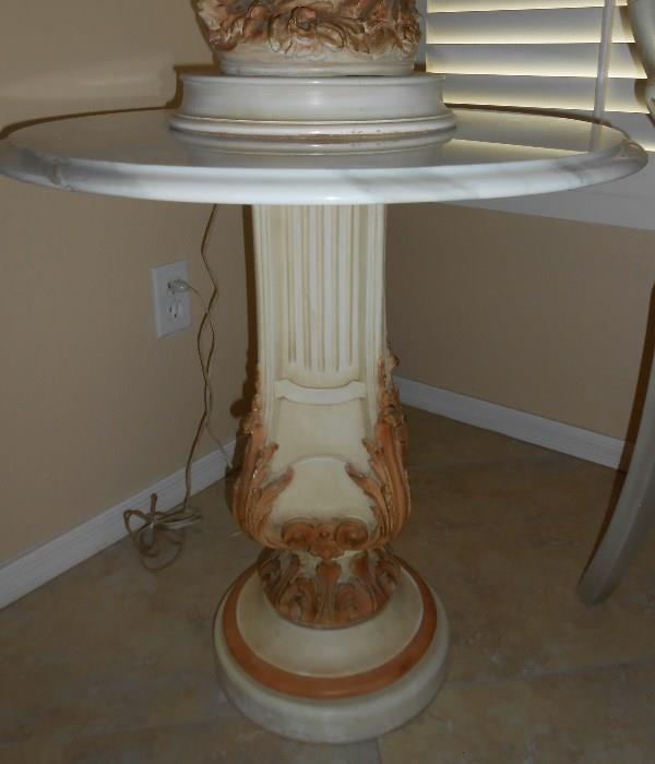 Marble Top Pedestal Lamp Table