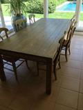 8 foot long waxed oak farmers table, 6 chairs, farm table, contemporary design