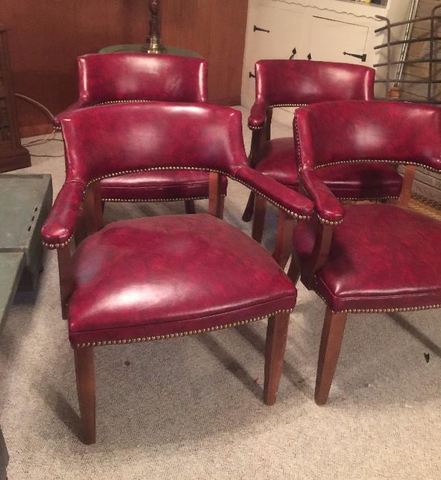 Set of 4 Leather Club Chairs