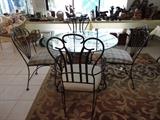 Wrought iron base breakfast nook table