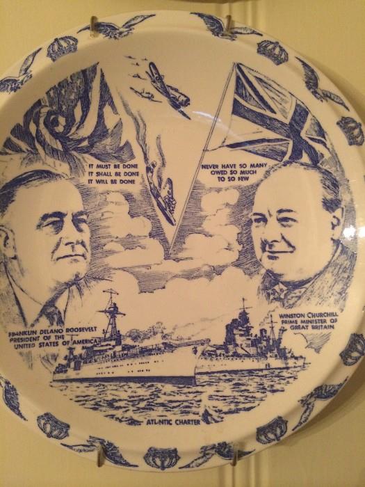 Vernon Kilns historical plate - Pres. Roosevelt & Prime Minister Winston Churchill