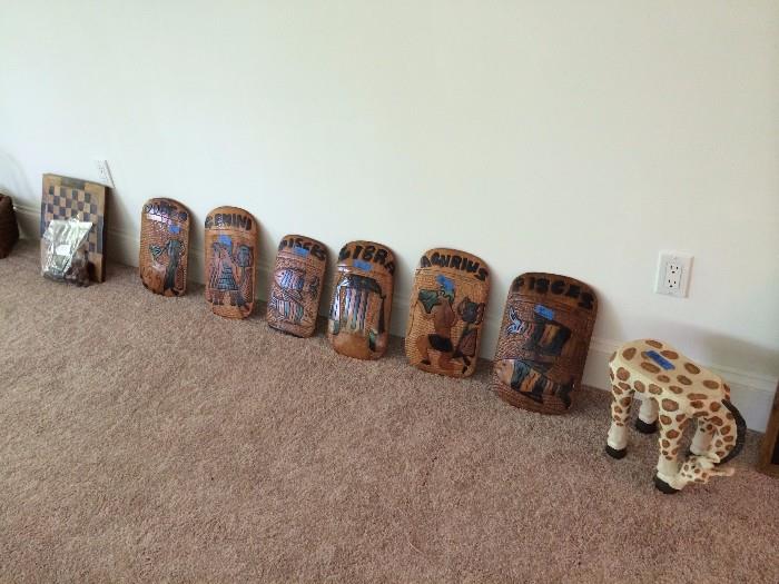 African Art and Carved Wood Chess Set