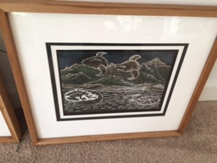 Matted and Framed in Cherry Wood - original art