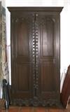 walnut shelved wardrobe
