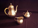 Royal Holland Pewter Tea Pot, Creamer and Sugar Bowl.