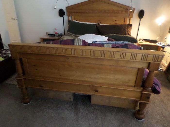 Knotty pine queen size  headboard and footboard
