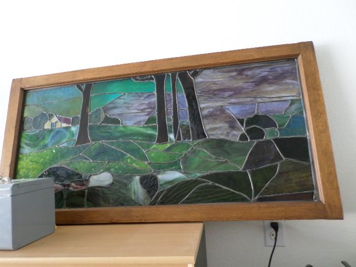 Stained Glass framed landscape scene