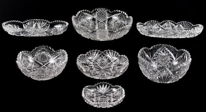 Collection of 7 Cut Crystal Bowls & Dishes