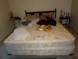 queen bed and bedding