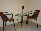 3 pc wrougth iron table & 2 chairs