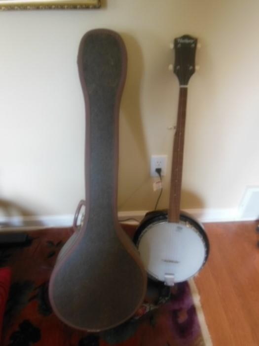 Banjo with case