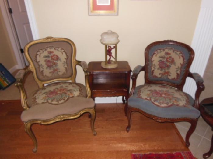 Antique French Needle Point Occasional / Parlor chairs