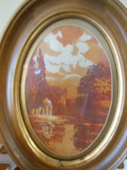 framed antique extremely fine petti point scenes