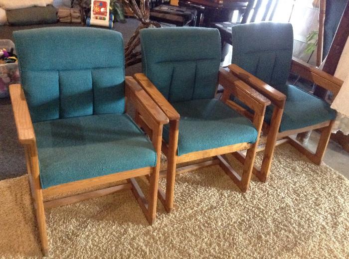 3 teal 'office' chairs