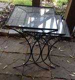 one of 2 wrought iron nesting tables