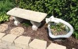 2 of 2 concrete benches and concrete basket