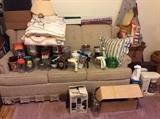 Sofa & lots of miscellaneous items