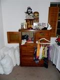 Nice vintage chest, pillows, scarves, decorative items