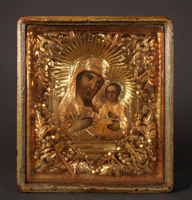 Lot 56:  Antique Russian Icon in Shadowbox
