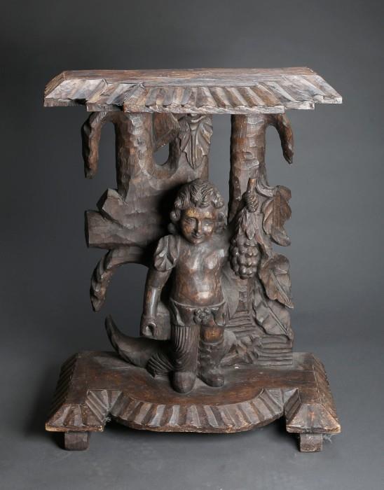 Lot 64:  Antique French (?) Carved Figural Table
