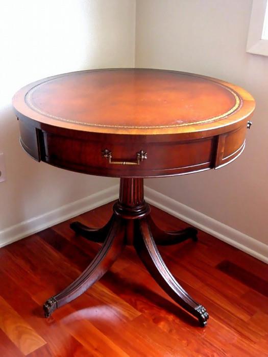 Duncan Phyfe Pedestal Table Leather Top