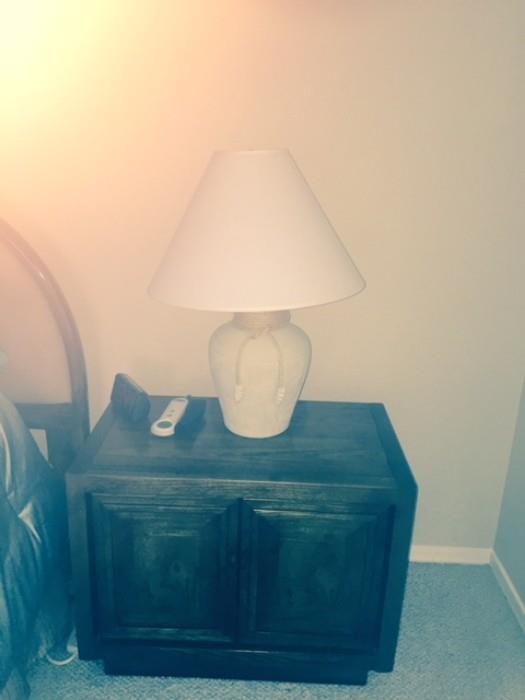 pair of end tables and lamps