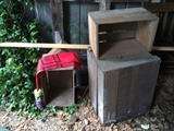 Wood boxes in carport