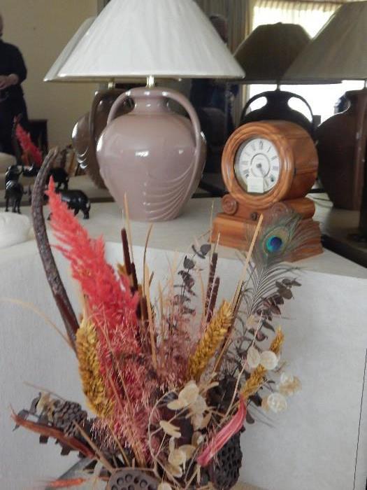 mid century items, antique table clock