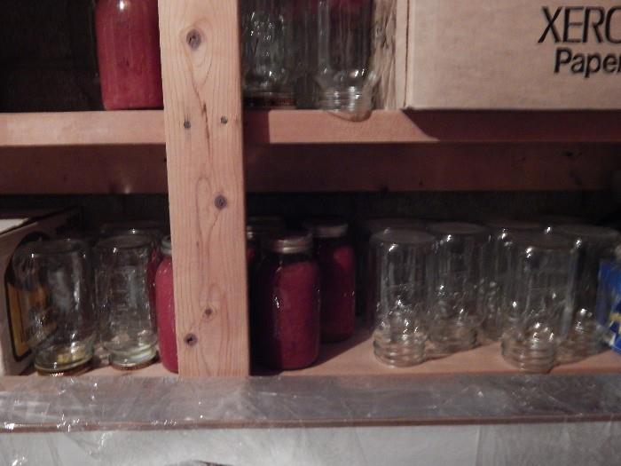 shelves of canning jars