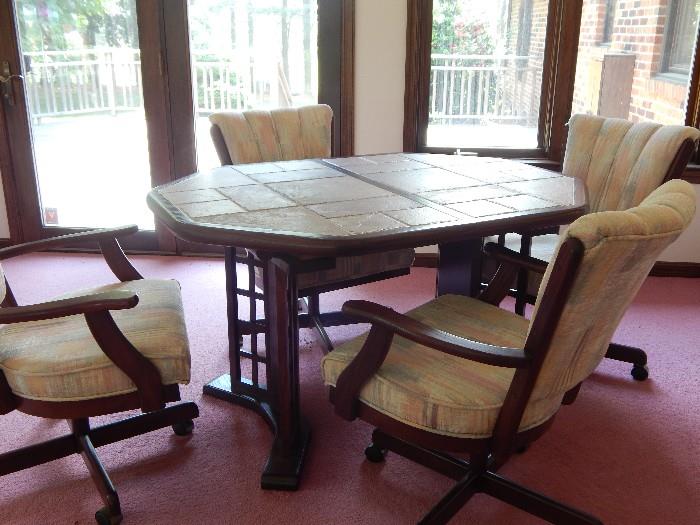 Great set to be used as a card game table or for dinning...chairs are really comfy!