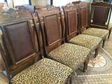Extra Large Solid Wood with Leopard Fabric, Pristine Condition set of Six