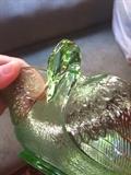 Green Fenton Glass Swan Bon Bon Bowl