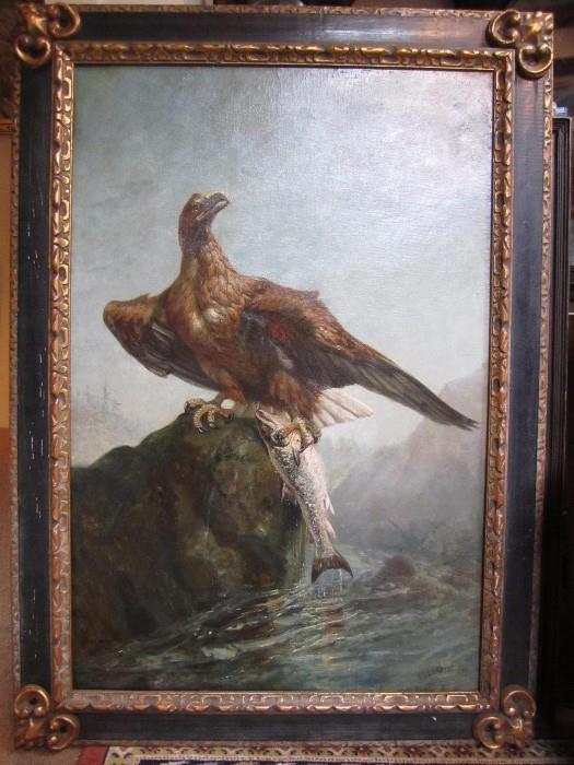 Fabulous 19th Century Eagle Painting by listed artist