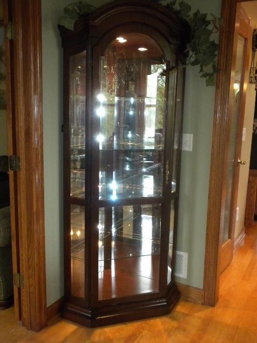 Lit Curio Cabinet with Glass Shelves