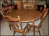 Oak table with six chairs
