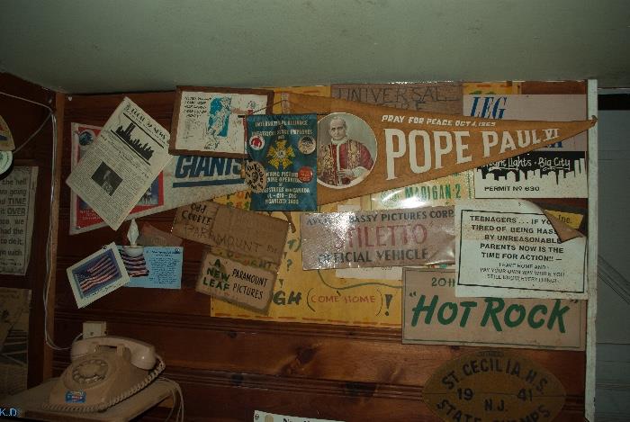 1950s and 60's Motion Picture Permits and Banners. Authentic from the films. Homeowner was set electrician.