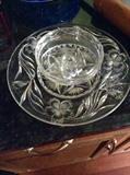 Rare cut glass cheese and cracker dish