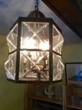Vintage solid brass and crystal light fixture