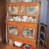 VICTORIAN SIDEBOARD WITH LEDDED GLASS WINDOWS
