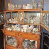 VICTORIAN SIDEBOARD WITH LEDDED GLASS WINDOWS IN PERFECT CONDITION