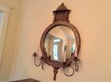 Antique mirror with pegoda feature