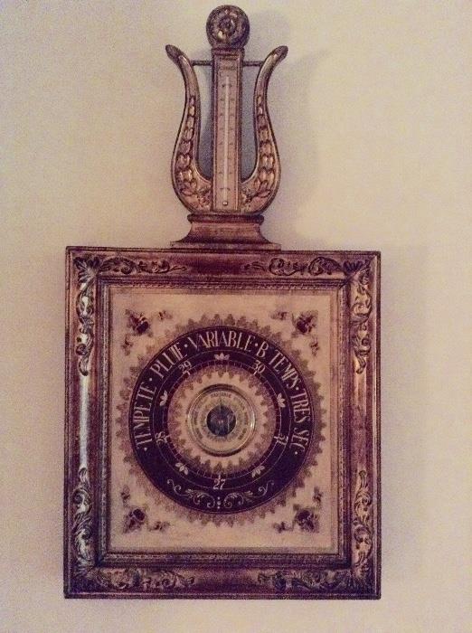Antique German barometer in florentine frame
