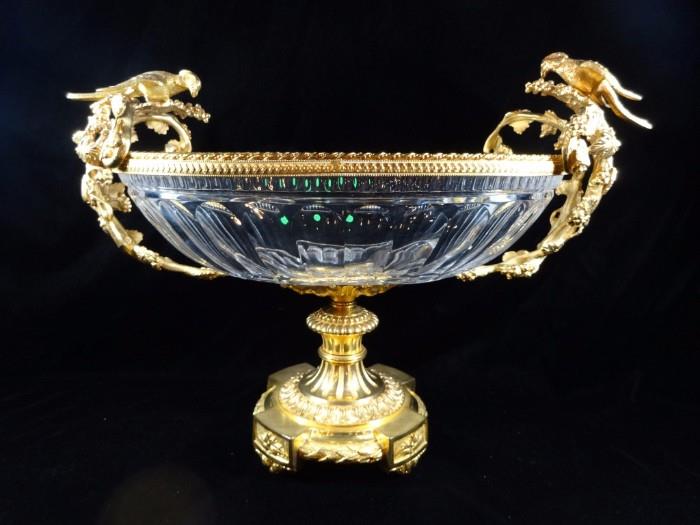CRYSTAL AND GILT METAL CENTERPIECE